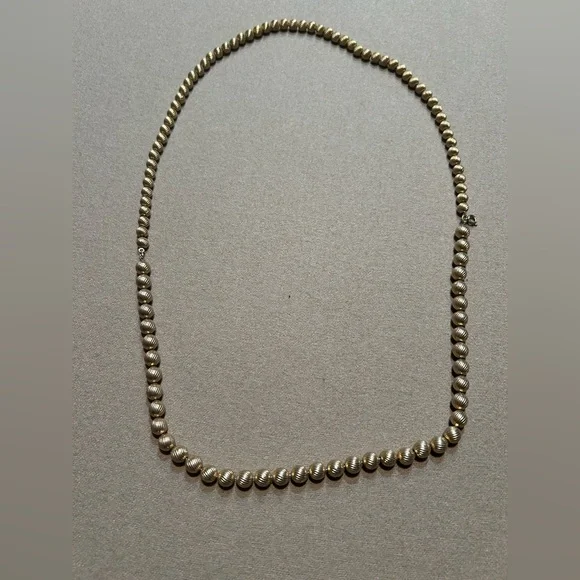 Vintage Gold Toned Beaded Necklace worn as a single strand or a 2 strand choker - Picture 2 of 7